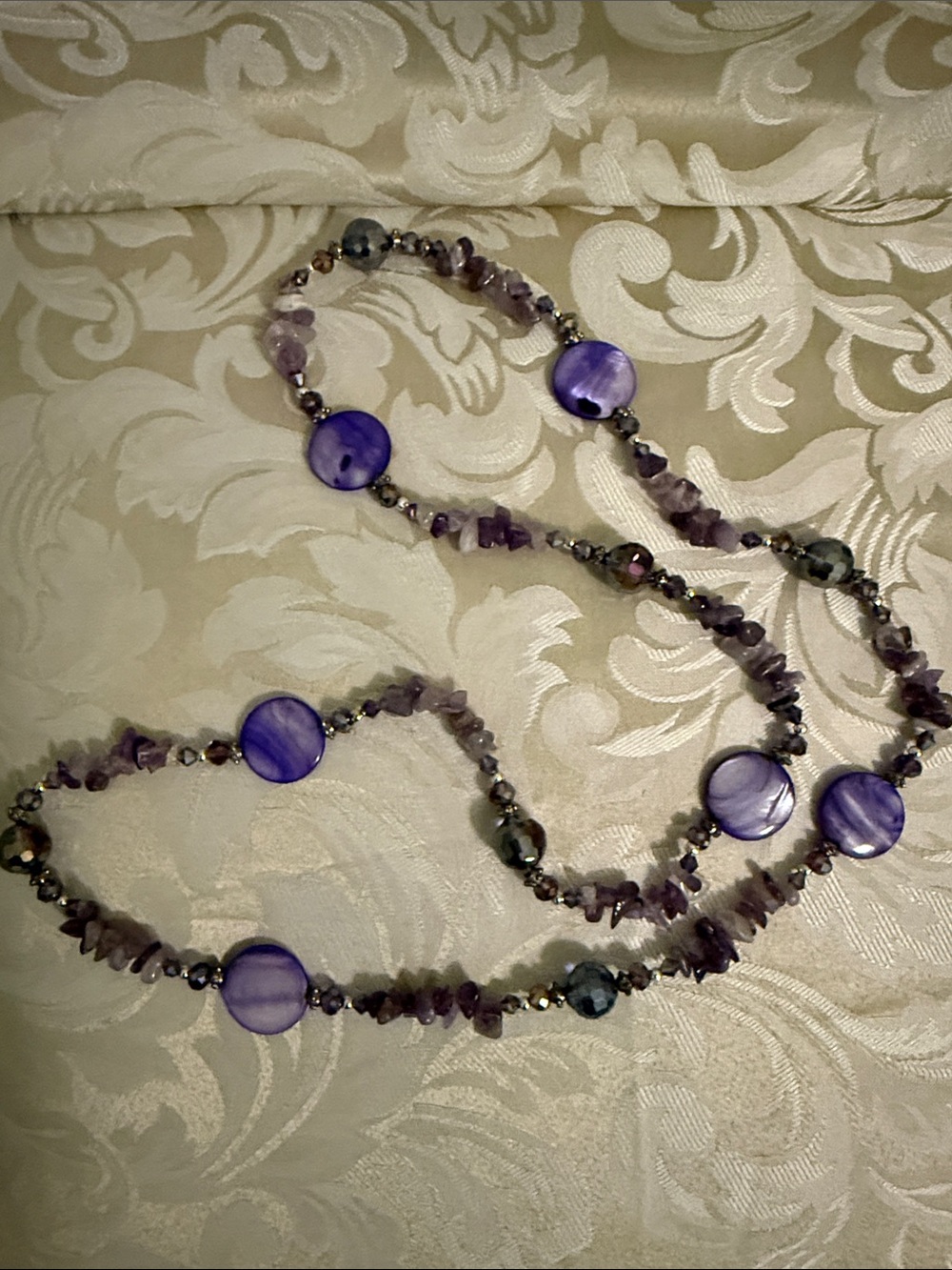 Purple Beaded Shell Disc Necklace - Women Jewelry